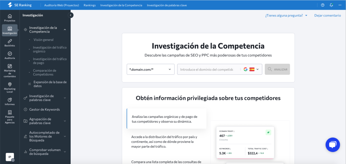 Explorando el Potencial de la Investigación de Competencia con SE Ranking